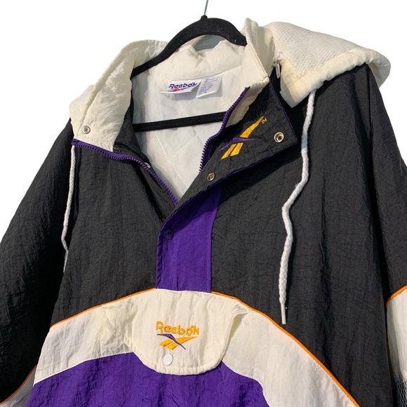 VINTAGE | 80’s Reebok Pullover Puffy Windbreaker w/ Removable‎ Hood - Sz XL - Picture 2 of 14